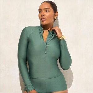 J Crew Swim S Rash Guard Classic Sculpt Green